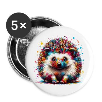 Hérisson - Lot de 5 grands badges (56 mm) - blanc - Devant