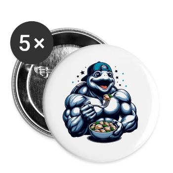 Cadeau Pelmeni Power Turtle - Lot de 5 grands badges (56 mm) - blanc - Devant