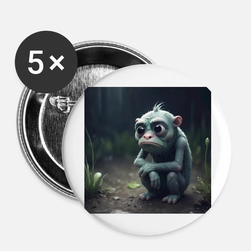 Sad creature - Buttons large 2.2''/56 mm (5-pack) - white