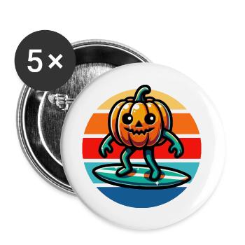 Pumpkin Surfing Vintage Sunset - Buttons large 2.2''/56 mm (5-pack) - white - Front