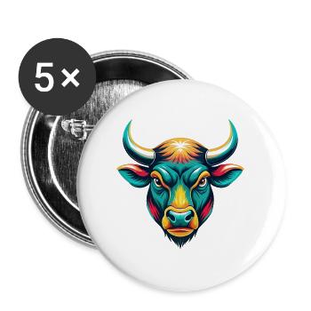 Bulle Niedlich Kawaii Cartoon Clipart Tier Gesicht - Buttons groß 56 mm (5er Pack) - Weiß - Vorne