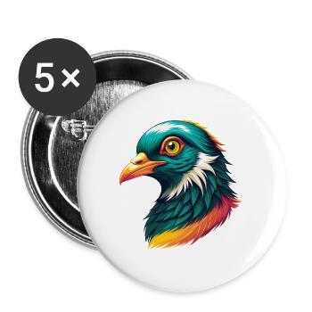 Taube Niedliches Kawaii Cartoon Clipart Tier Gesicht - Buttons groß 56 mm (5er Pack) - Weiß - Vorne