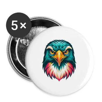 Falke Niedliches Kawaii Cartoon Clipart Tier Gesicht - Buttons groß 56 mm (5er Pack) - Weiß - Vorne