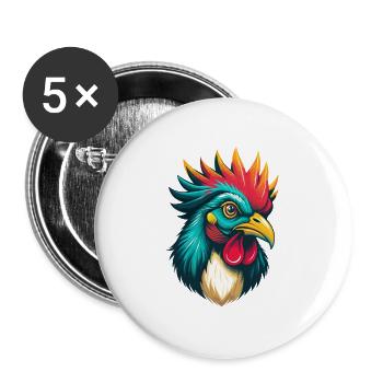 Huhn Niedliches Kawaii Cartoon Clipart Tier Gesicht - Buttons groß 56 mm (5er Pack) - Weiß - Vorne