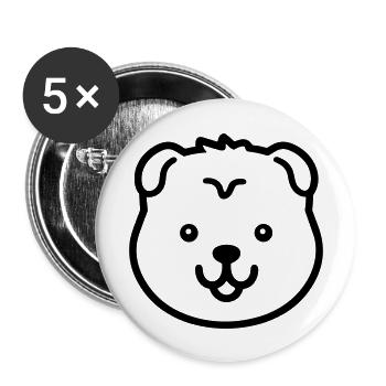 Hund - Buttons groß 56 mm (5er Pack) - Weiß - Vorne