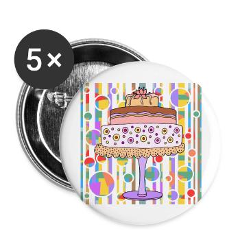 Gâteau - Lot de 5 grands badges (56 mm) - blanc - Devant