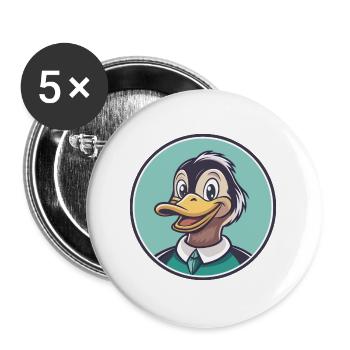 Canard Kawaii Dessin Animé Personnage Animal Animal Visage - Lot de 5 grands badges (56 mm) - blanc - Devant