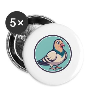 Dove Kawaii Cartoon Figur Tier Haustier Gesicht - Buttons groß 56 mm (5er Pack) - Weiß - Vorne