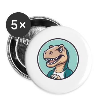 dinosaure kawaii dessin animé personnage animal visage d’animal de compagnie - Lot de 5 grands badges (56 mm) - blanc - Devant