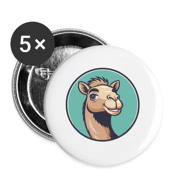 Camel Kawaii Cartoon Character Animal Pet Face - Buttons large 2.2''/56 mm (5-pack) - white - Front