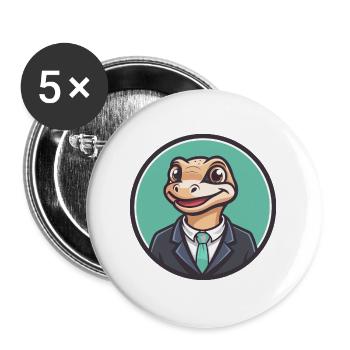 Eidechse Kawaii Cartoon Figur Tier Haustier Gesicht - Buttons groß 56 mm (5er Pack) - Weiß - Vorne