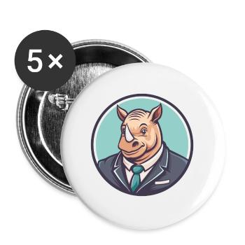 rhinocéros kawaii dessin animé personnage animal visage d’animal de compagnie - Lot de 5 grands badges (56 mm) - blanc - Devant