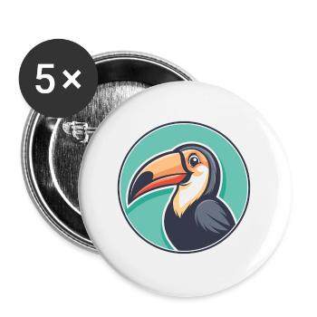 Toucan Kawaii Cartoon Character Animal Pet Face - Buttons large 2.2''/56 mm (5-pack) - white - Front