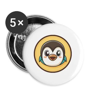 Pingouin Kawaii Dessin animé Personnage Animal Visage D’animal - Lot de 5 grands badges (56 mm) - blanc - Devant