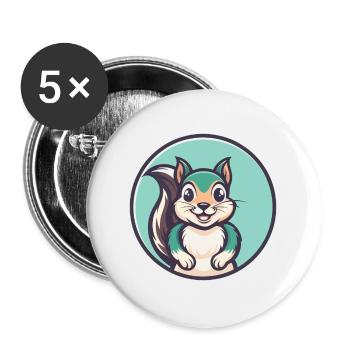Eichhörnchen Kawaii Cartoon Figur Tier Haustier Gesicht - Buttons groß 56 mm (5er Pack) - Weiß - Vorne
