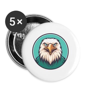 Eagle Kawaii Cartoon Character Animal Pet Face - Buttons large 2.2''/56 mm (5-pack) - white - Front