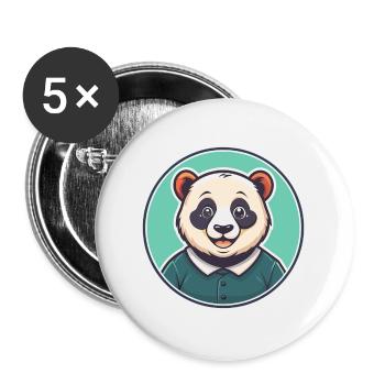 Panda Kawaii Dessin animé Personnage Animal Animal Visage - Lot de 5 grands badges (56 mm) - blanc - Devant
