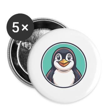 Pingouin Kawaii Dessin animé Personnage Animal Visage D’animal - Lot de 5 grands badges (56 mm) - blanc - Devant