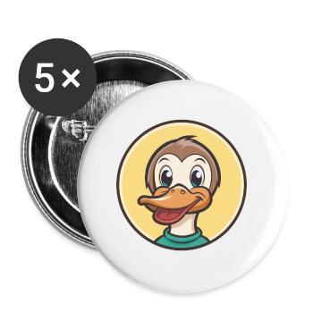 Canard Kawaii Dessin animé Personnage Animal Animal Visage - Lot de 5 grands badges (56 mm) - blanc - Devant