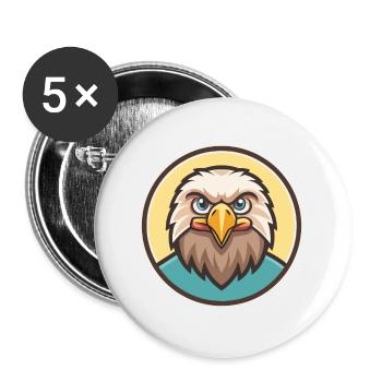 aigle kawaii dessin animé personnage animal visage d’animal de compagnie - Lot de 5 grands badges (56 mm) - blanc - Devant