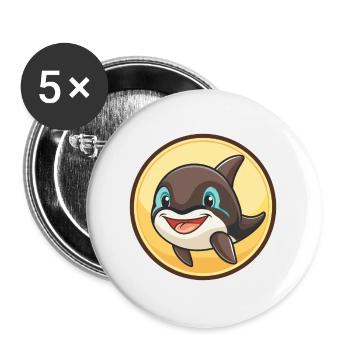 Orca Kawaii Cartoon Figur Tier Haustier Gesicht - Buttons groß 56 mm (5er Pack) - Weiß - Vorne