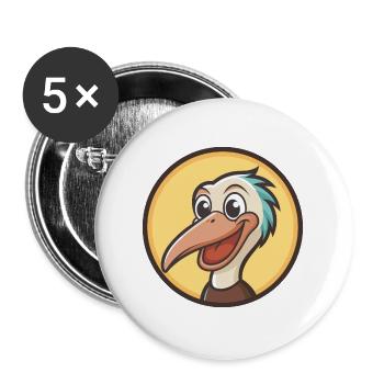 Pelican Kawaii Cartoon Character Animal Pet Face - Buttons large 2.2''/56 mm (5-pack) - white - Front