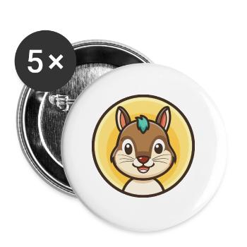 Eichhörnchen Kawaii Cartoon Figur Tier Haustier Gesicht - Buttons groß 56 mm (5er Pack) - Weiß - Vorne