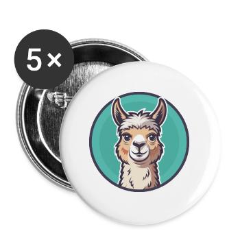 Alpaga Kawaii Dessin animé Personnage Animal Visage D’animal - Lot de 5 grands badges (56 mm) - blanc - Devant