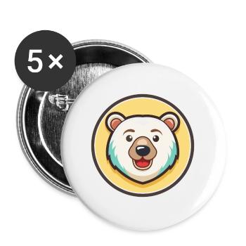 Eisbär Kawaii Cartoon Figur Tier Gesicht - Buttons groß 56 mm (5er Pack) - Weiß - Vorne