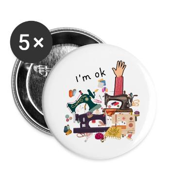 I'm a Seamstress - Couture Humor Gift - Buttons large 2.2''/56 mm (5-pack) - white - Front