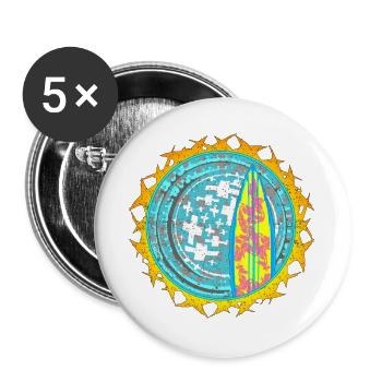 Motifs de planche de surf et de lune sur l’eau - Lot de 5 grands badges (56 mm) - blanc - Devant