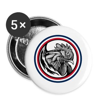 FREEBEAST Rooster Blue, White & Red - Buttons large 2.2''/56 mm (5-pack) - white - Front