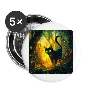 FANTASY Forest Cat - Buttons groß 56 mm (5er Pack) - Weiß - Vorne