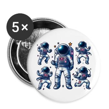 Voyage Spatial - Astroanut Lune Planet - Lot de 5 grands badges (56 mm) - blanc - Devant