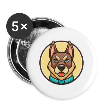 Aryan Molosse Chien Race Dessin animé Kawaii Clipart - Lot de 5 grands badges (56 mm) - blanc - Devant