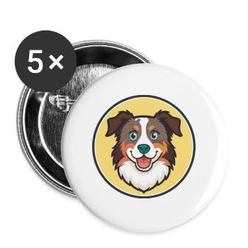 Australian Shepherd Dog Breed Funny Cartoon Kawaii - Buttons large 2.2''/56 mm (5-pack) - white - Front