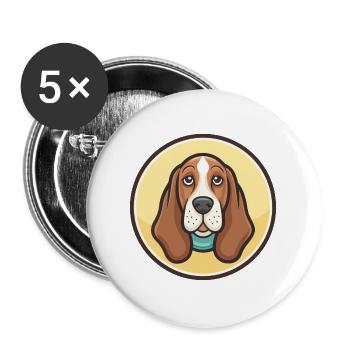 Basset Artesien Normand Dog Breed Cartoon Kawaii - Buttons large 2.2''/56 mm (5-pack) - white - Front