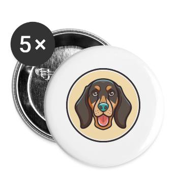 Schwarz Und Tan Coonhound Hunderasse Karikatur Kawaii - Buttons groß 56 mm (5er Pack) - Weiß - Vorne