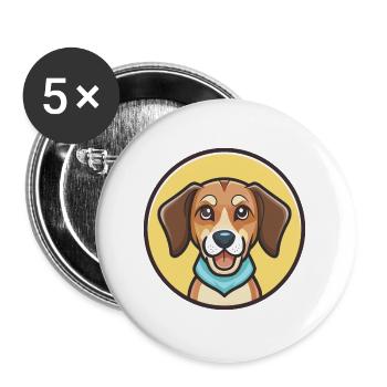 Kanarischer Warren Hound Hunderasse Cartoon Kawaii Haustier - Buttons groß 56 mm (5er Pack) - Weiß - Vorne