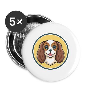 Cavalier King Charles Spaniel Dog Breed Cartoon - Buttons large 2.2''/56 mm (5-pack) - white - Front