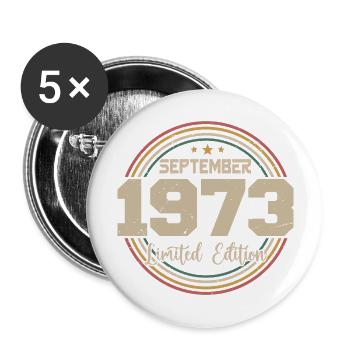 September 1973 Birthday Gift 1973 - Buttons large 2.2''/56 mm (5-pack) - white - Front