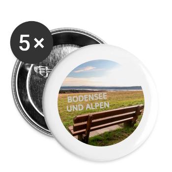 Lake Constance and Alps viewpoint with wooden - Buttons large 2.2''/56 mm (5-pack) - white - Front