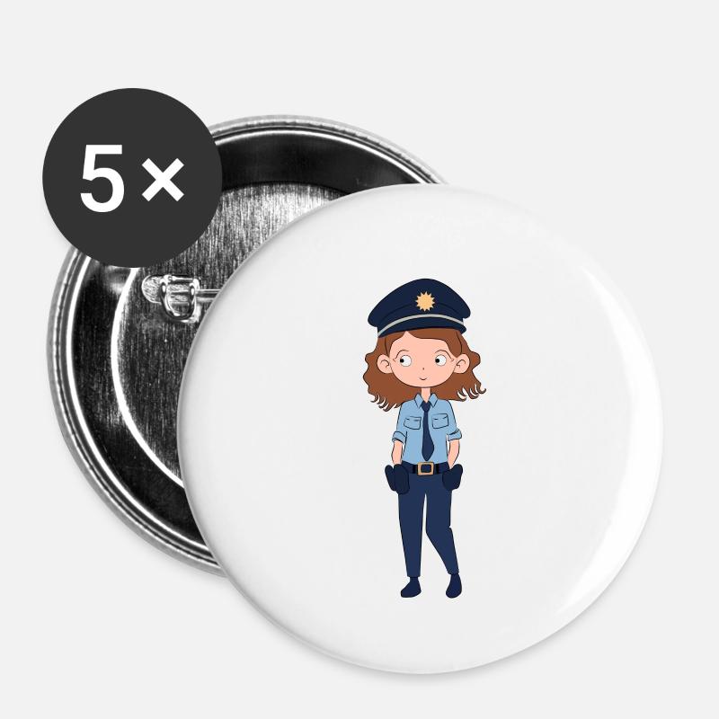 Policewoman - Buttons large 2.2''/56 mm (5-pack) - white