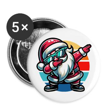 Dabbing Weihnachtsmann Vintage Sunset - Buttons groß 56 mm (5er Pack) - Weiß - Vorne