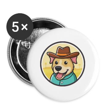 Florida Cracker Cur Dog Breed Funny Cartoon Kawaii - Buttons large 2.2''/56 mm (5-pack) - white - Front