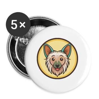 Chien à crête chinoise race dessin animé Kawaii Clipart - Lot de 5 grands badges (56 mm) - blanc - Devant
