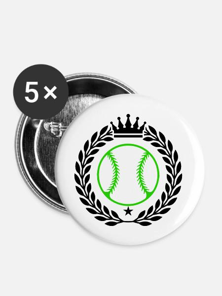 baseball wappen - Buttons groß 56 mm (5er Pack) - Weiß