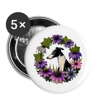 Windhund - Buttons groß 56 mm (5er Pack) - Weiß - Vorne