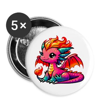 Dragon - Buttons large 2.2''/56 mm (5-pack) - white - Front