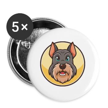 Giant Schnauzer Dog Breed Cartoon Kawaii Clipart - Buttons large 2.2''/56 mm (5-pack) - white - Front